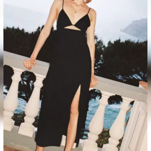 NWT Zara Cutout Front Linen-Blend Dress, Size XS - Picture 1 of 9